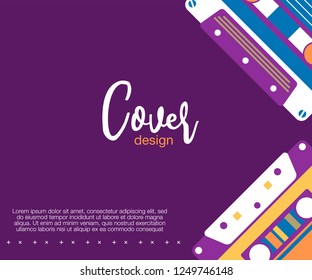 80s, retro music party banner or cover. Old style vector poster