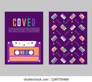 80s, retro music party banner or cover. Old style vector poster