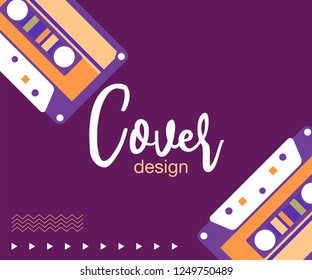 80s, retro music party banner or cover. Old style vector poster