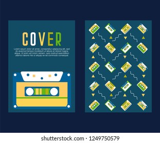 80s, retro music party banner or cover. Old style vector poster