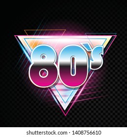 80s retro party design isolated on black