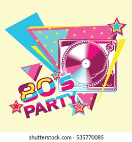 80s retro party poster design