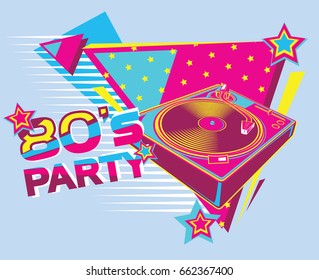 80s retro party poster design