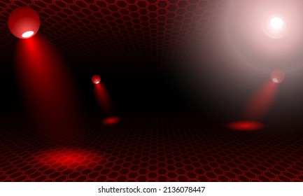 80s Retro Sci-Fi Background Futuristic Grid landscape. Digital cyber surface style of the 1980`s. 3D illustration, Infinite grid with light points from levitating balls, flying lanterns 
