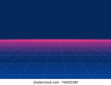 80s Retro Sci-Fi Background. Retro Futuristic Background, Synth Retro Wave And Grid. Disco Background Template. Vector