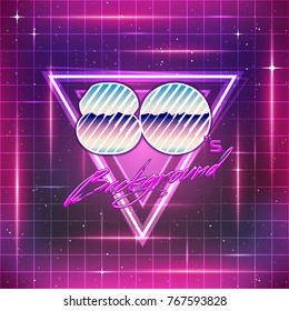 80s Retro Sci-Fi Background. Vector futuristic synth retro wave 