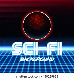 80s Retro Sci-Fi Background VHS. Vector EPS10