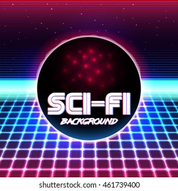 80s Retro Sci-Fi Background VHS. Vector EPS10