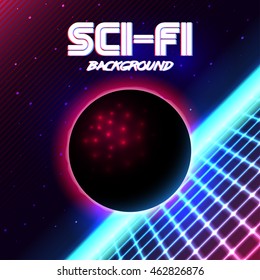 80s Retro Sci-Fi Background VHS. Vector EPS10