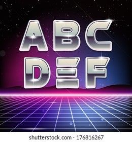 80s Retro Sci-Fi Font From A To F