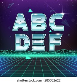 80s Retro Sci-Fi Font from A to F