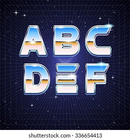 80s Retro Sci-Fi Font from A to F