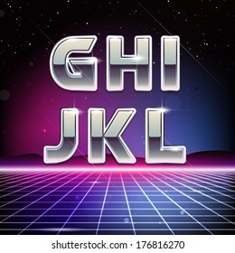 80s Retro Sci-Fi Font From G To L