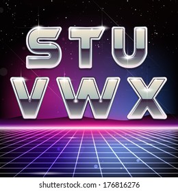 80s Retro Sci-Fi Font From S To X