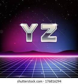 80s Retro Sci-Fi Font from Y to Z