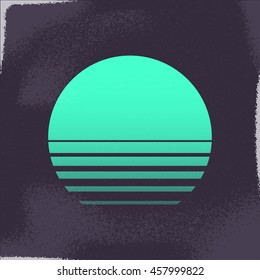 80s Retro Sci-Fi sunset Background VHS. Vector EPS10