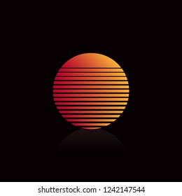 80s Retro Sci-Fi sunset. Vector