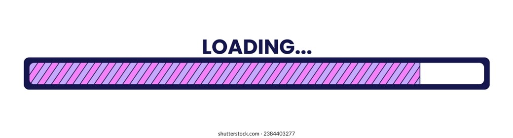 80s retro stripes loading bar 2D linear cartoon object. Groovy vintage striped progress bar isolated line vector element white background. 90s style web loader color flat spot illustration