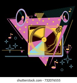80s retro turntable poster design