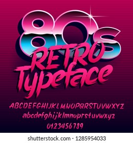 80s Retro Alphabet Font Uppercase Oblique Stock Vector (Royalty Free ...