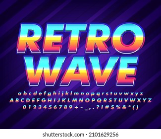 80s Retrowave Font Effect. Trendy Retro Typography Style