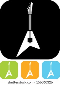 80s rock guitar vector icon 