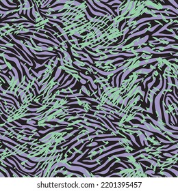 80s seamless vector zebra pattern, neon colors, abstract animal print