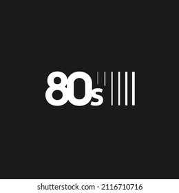 80s sign. 80s text, title, sticker with vertical stripes. Design element for video cassettes. The 1980s aesthetics. Retrowave, synthwave black and white vector illustration.