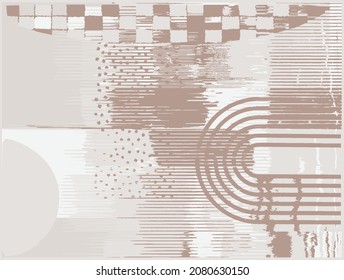 80s silk fabric pattern, beige and white colors. Seamless geometric boho based on ikkat fabric style. Vector illustration. Carpet rug texture vector imitation.