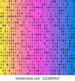 80s style colored screen computer binary code program listing table vector background