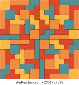 80s style seamless pattern with classic tetris figures