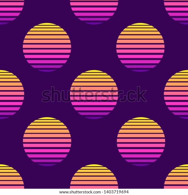 80s Style Seamless Pattern Spheres Round Stock Vector Royalty