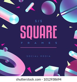 80's style social media square frame / electronic music poster.    