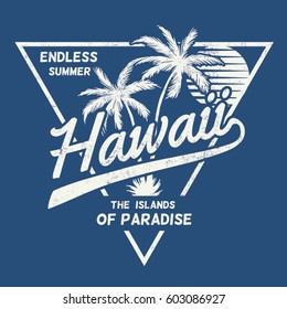 80's Style Vintage Hawaii Print Design For T-shirt And Other Uses