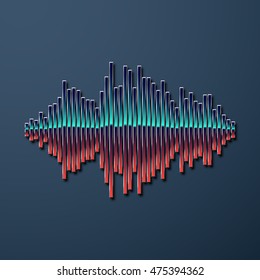 80s styled sound wave. 1980 chrome design