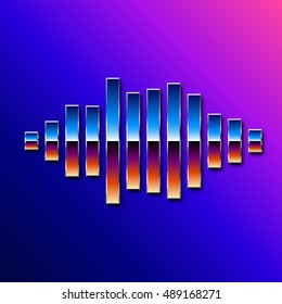 80s styled sound wave. 1980 chrome design