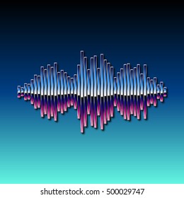 80s styled sound wave. 1980 chrome design