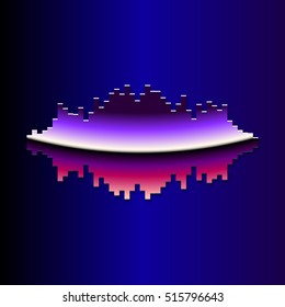 80s styled sound wave. 1980 chrome design
