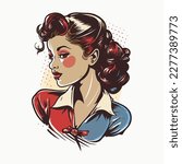 80s vintage girl colorful illustration