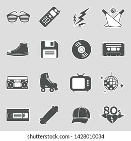 80's Vintage And Retro Icons. Sticker Design. Vector Illustration.