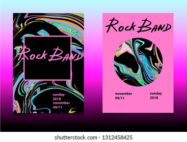 80s-90s Synthwave Style Posters For Music Event, Punk Rock Party. Retrowave Aesthetics.