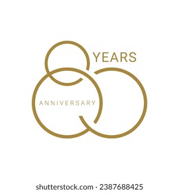 80th, 80 Years Anniversary Logo, Golden Color, Vector Template Design element for 80th birthday, invitation, wedding, jubilee and greeting card illustration.