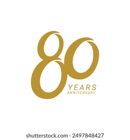 80th, 80 Years Anniversary Logo, Golden Color, Vector Template Design element for 80th birthday, invitation, wedding, jubilee and greeting card illustration.