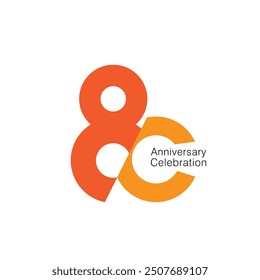 80th, 80 Years Anniversary Logo,  Vector Template Design element for 80th birthday, invitation, wedding, jubilee and greeting card illustration.
