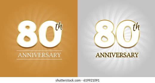 80th Anniversary Background - 80 years Celebration gold and Silver. Eps10 Vector.