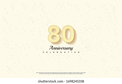 80th anniversary background with an illustration of the orange numbers in front of a white background and the writing below.