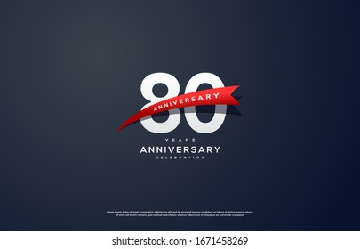 80th anniversary background with illustrations of white colored figures and the inscriptions below.