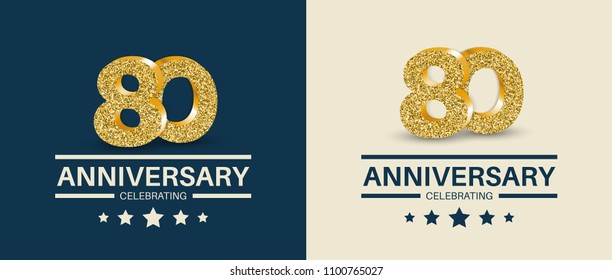 80th Anniversary celebrating cards template. 80 - year jubilee banner.