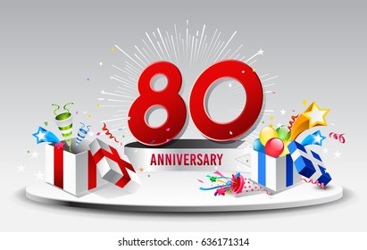 80th Anniversary celebration background. stock vector template