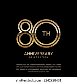 80th anniversary celebration. Anniversary logo design with double line concept. Logo Vector Template Illustration